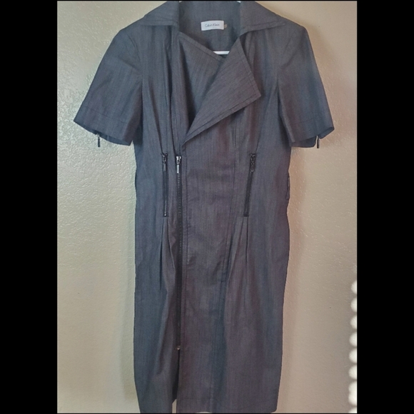 Calvin Klein Denim Sheath Wrap Midi Dress - Picture 1 of 4
